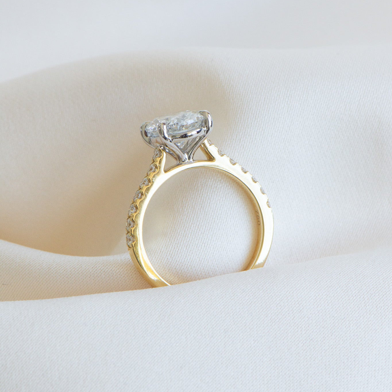 Handcrafted Helena 2.50ct lab grown diamond oval engagement ring in 18k gold by Matthews Jewellers Newcastle