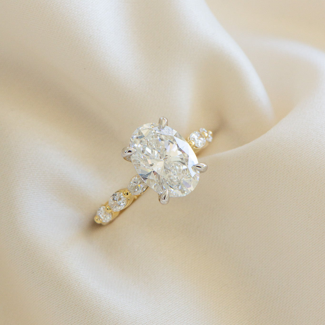 Audrey | 3.41ct Oval Engagement Ring with Oval Diamond Band