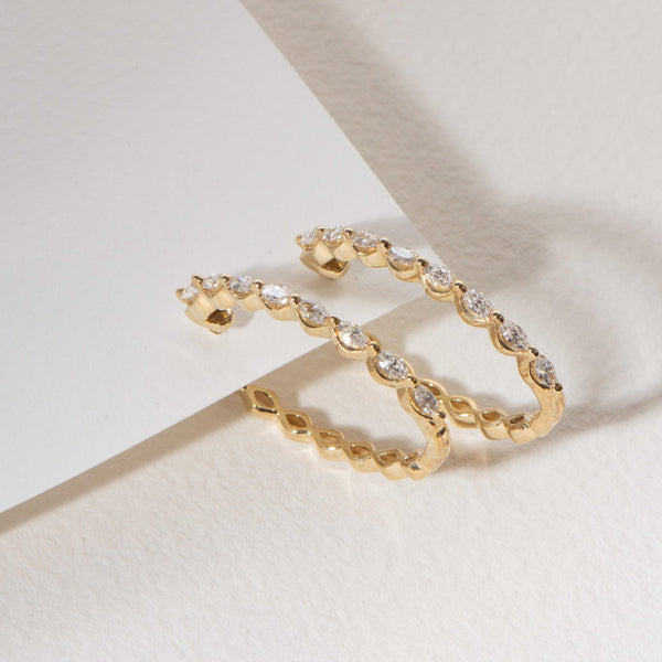 Marquise Diamond Hoop Earrings