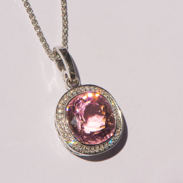 17.44ct Pink Tourmaline & Diamond Pendant