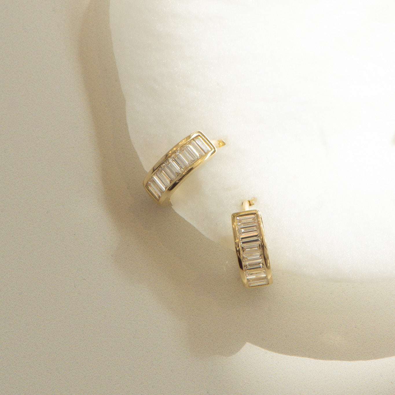Channel Set Baguette Hoop Earrings