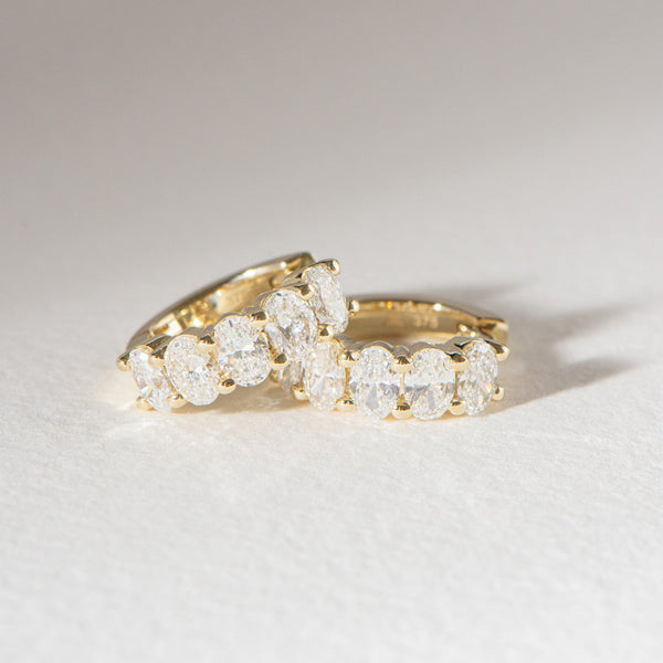 Oval Diamond Huggie Hoops