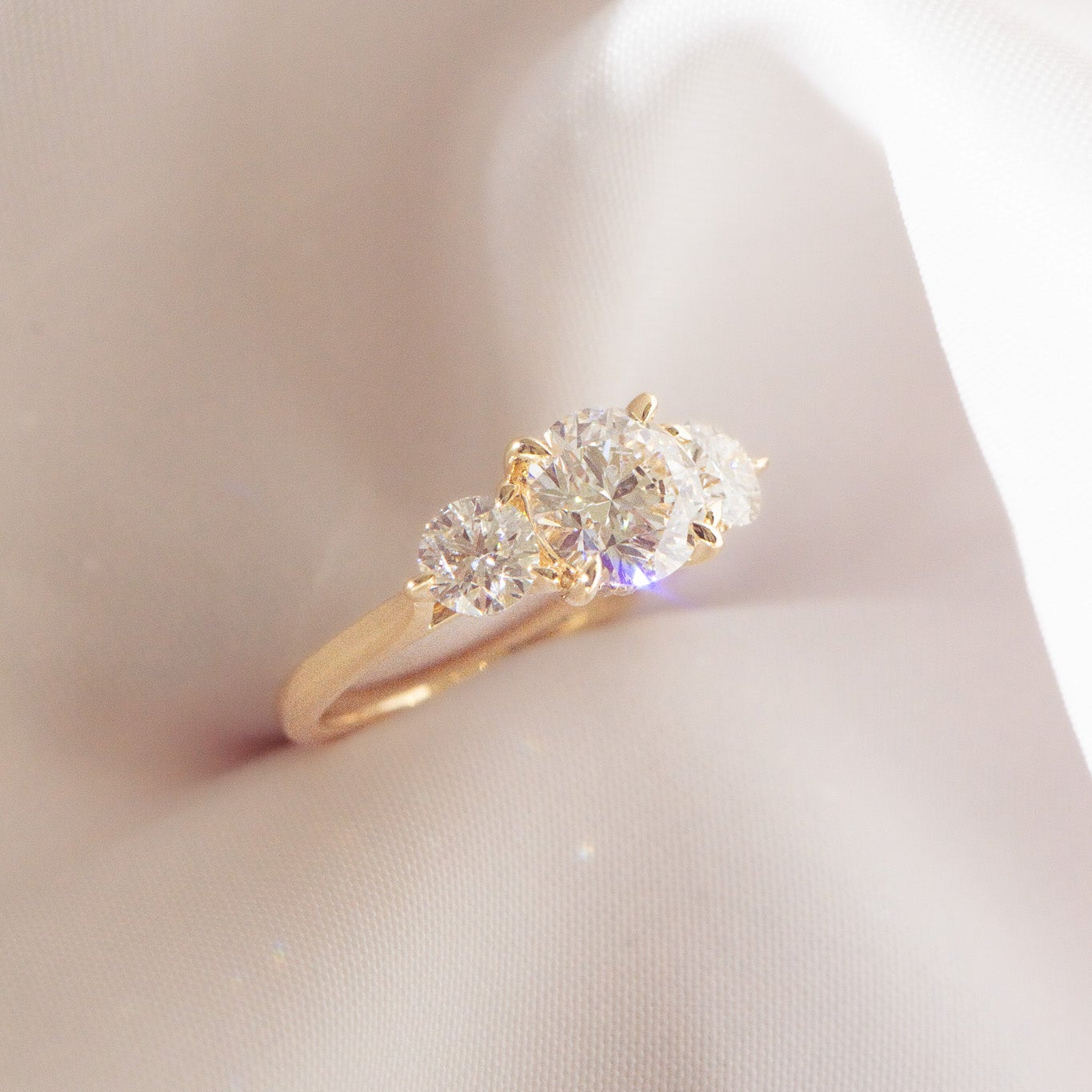 3.02ct Laila | Three Stone Round Engagement Ring