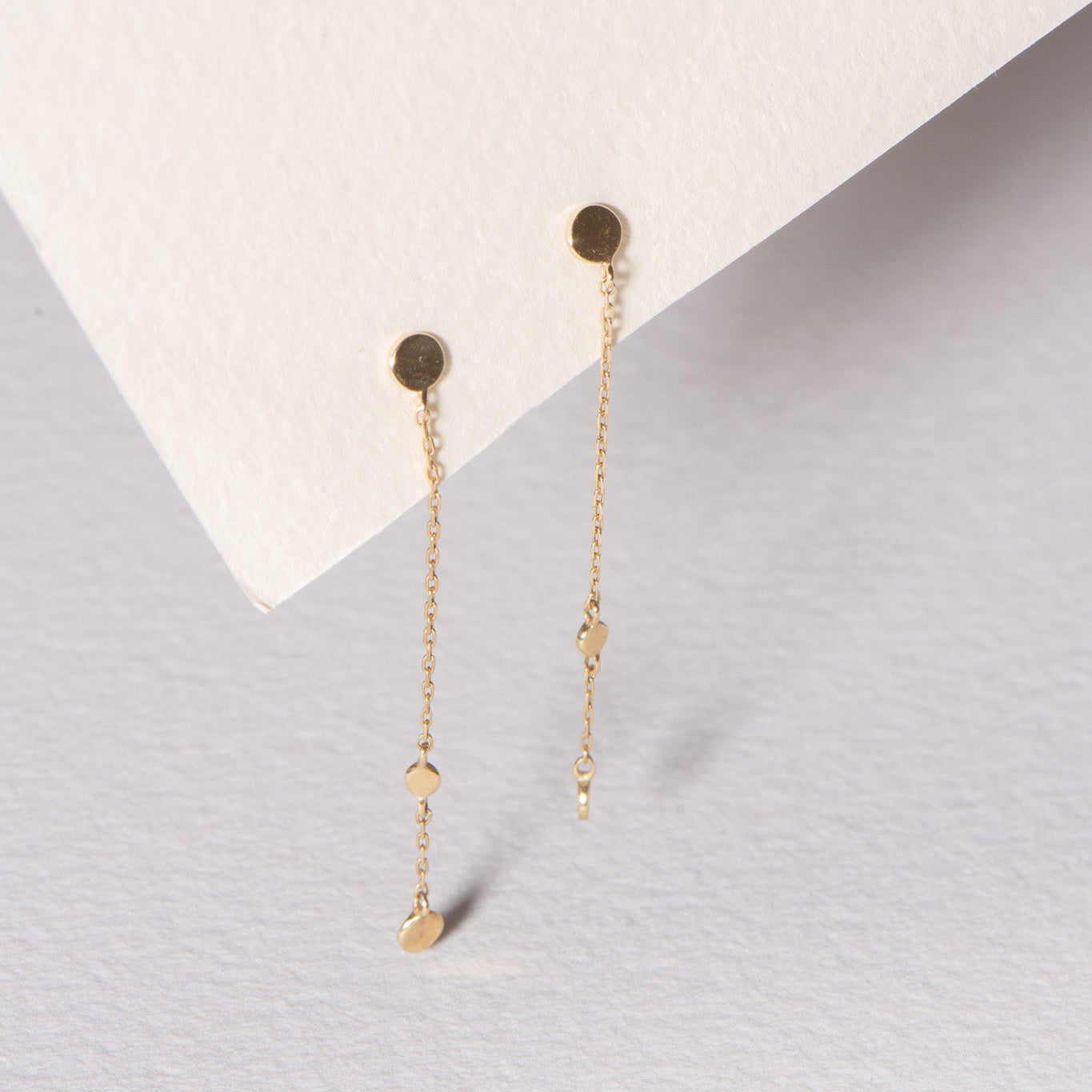 14k Yellow Gold Disc Drop Earrings