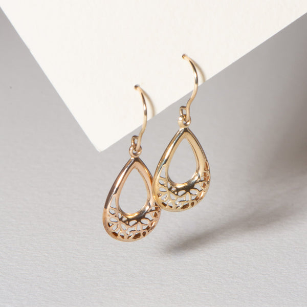 9k Yellow Gold Teardrop Hoops