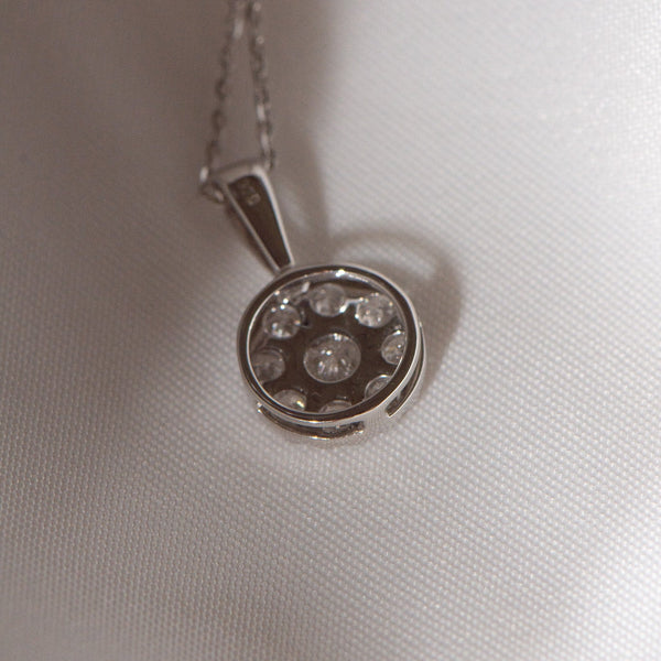 Natural Diamond Cluster Pendant White Gold 0.75ct