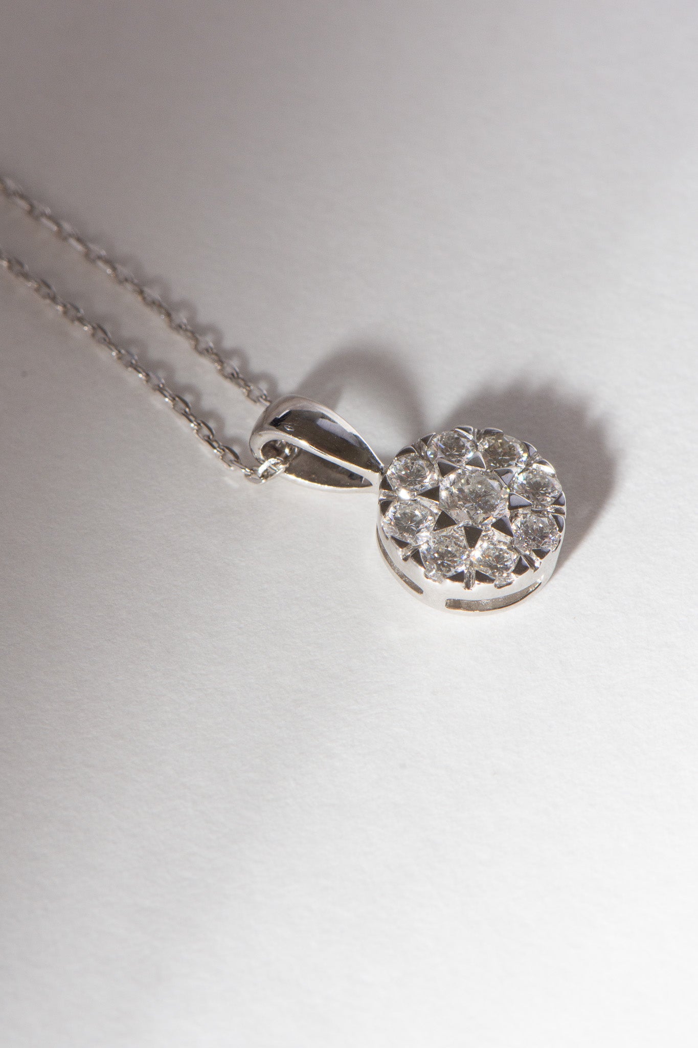 Natural Diamond Cluster Pendant White Gold 0.75ct