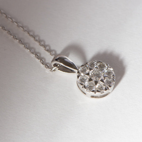 Natural Diamond Cluster Pendant White Gold 0.75ct