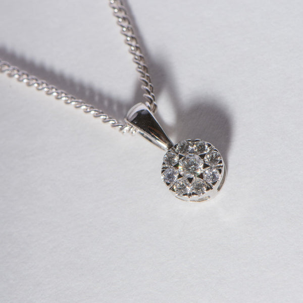 Natural Diamond Cluster Pendant White Gold 0.25ct