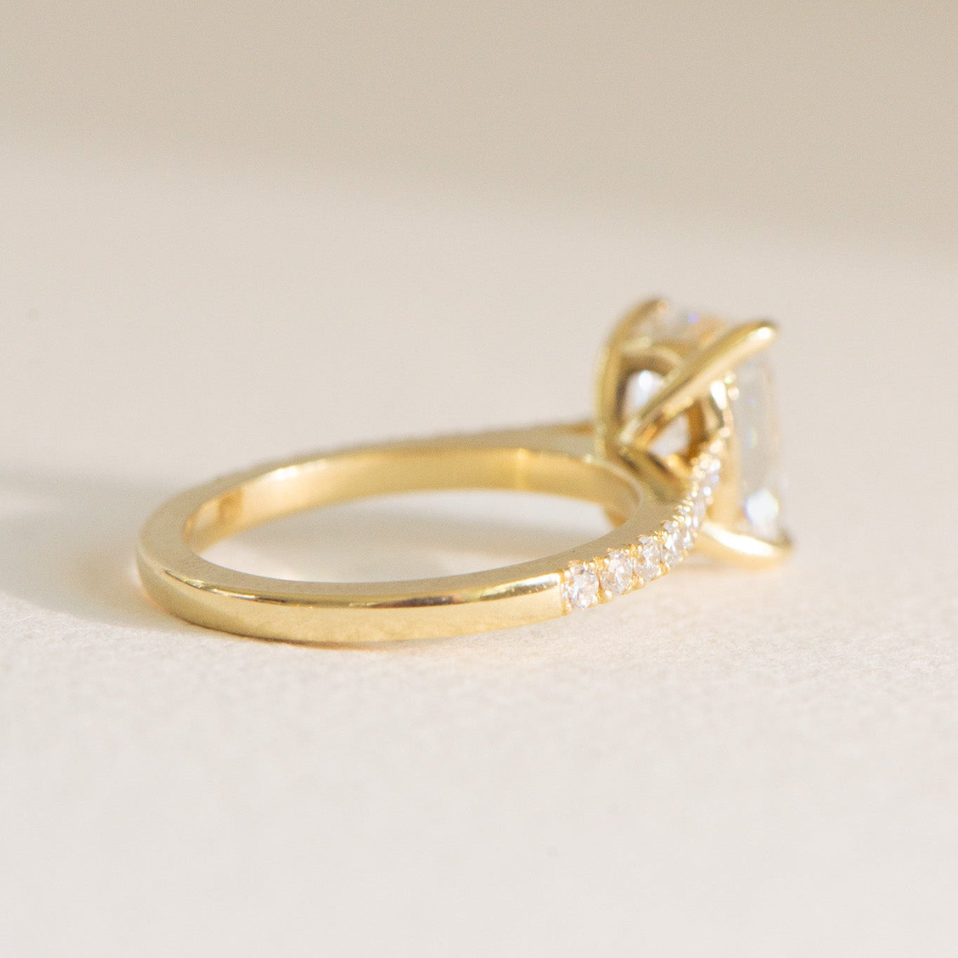 Elongated cushion lab grown diamond engagement ring, Elora 3ct, IGI certified, Matthews Jewellers Newcastle