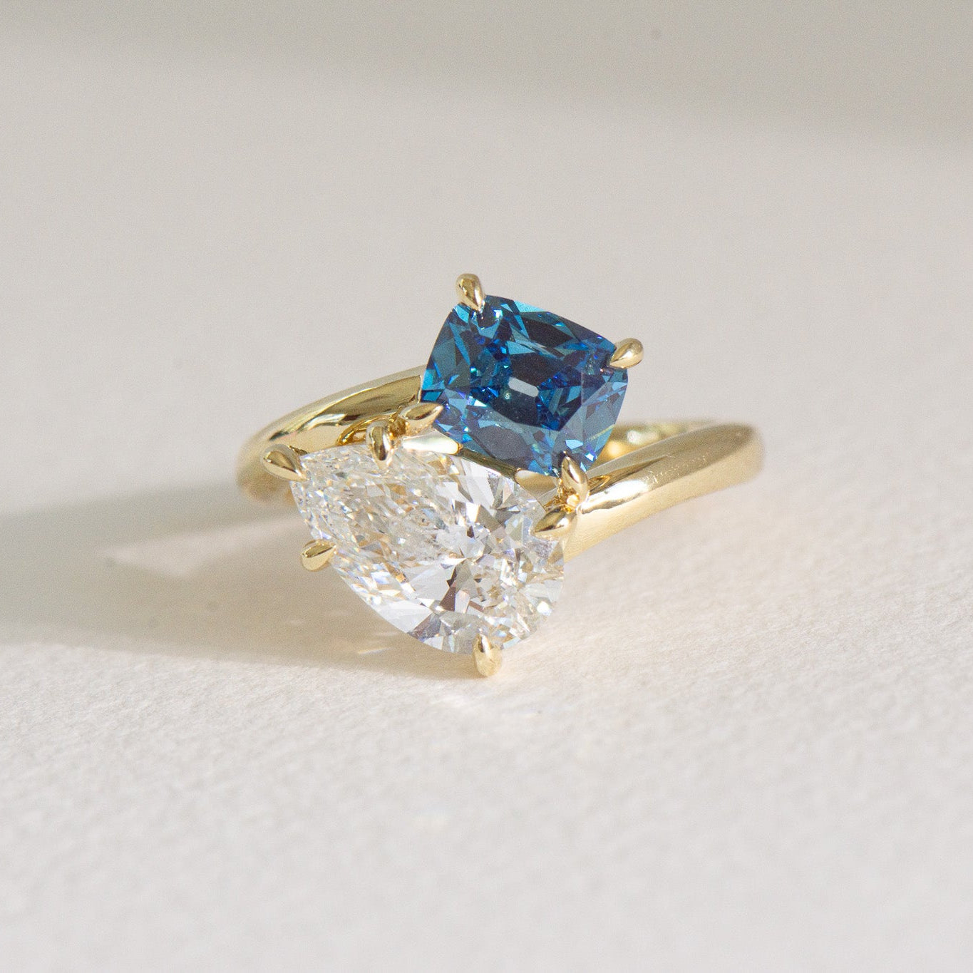 Camile | Toi et Moi Pear and Cushion Engagement Ring