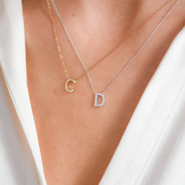 Natural Diamond Initial Necklace