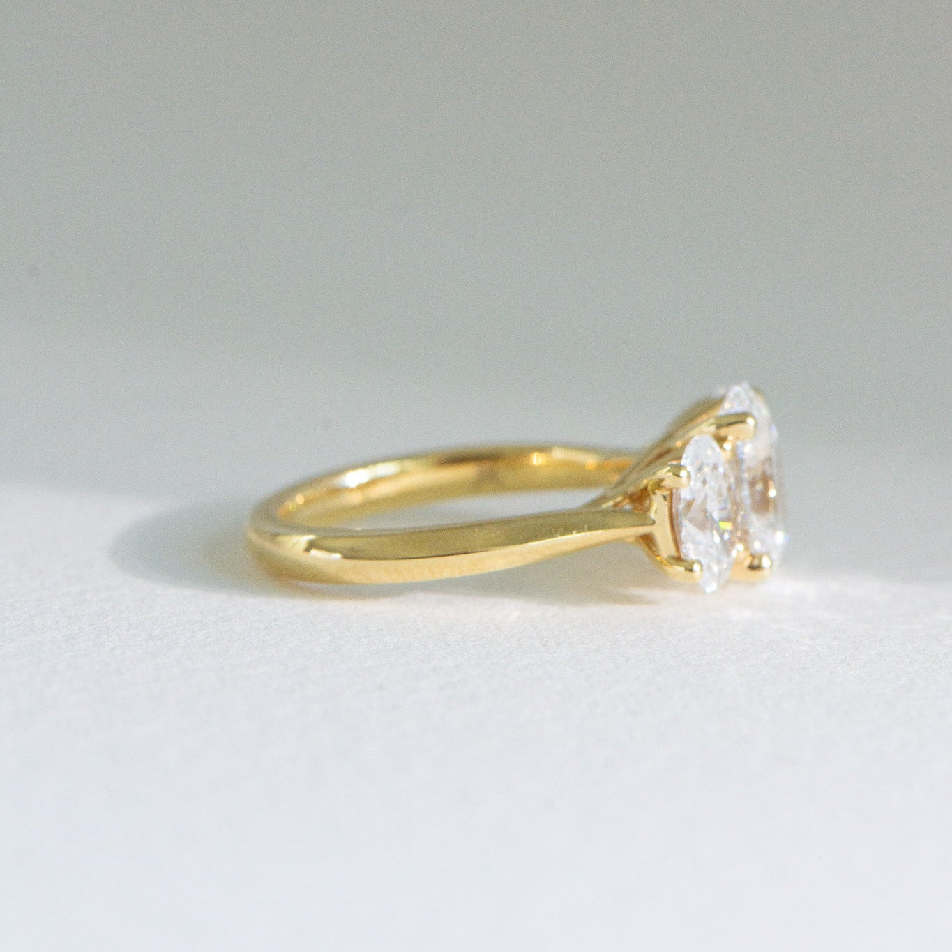 Mia 3.59ct lab grown diamond three stone engagement ring in 18k gold, Matthews Jewellers Newcastle