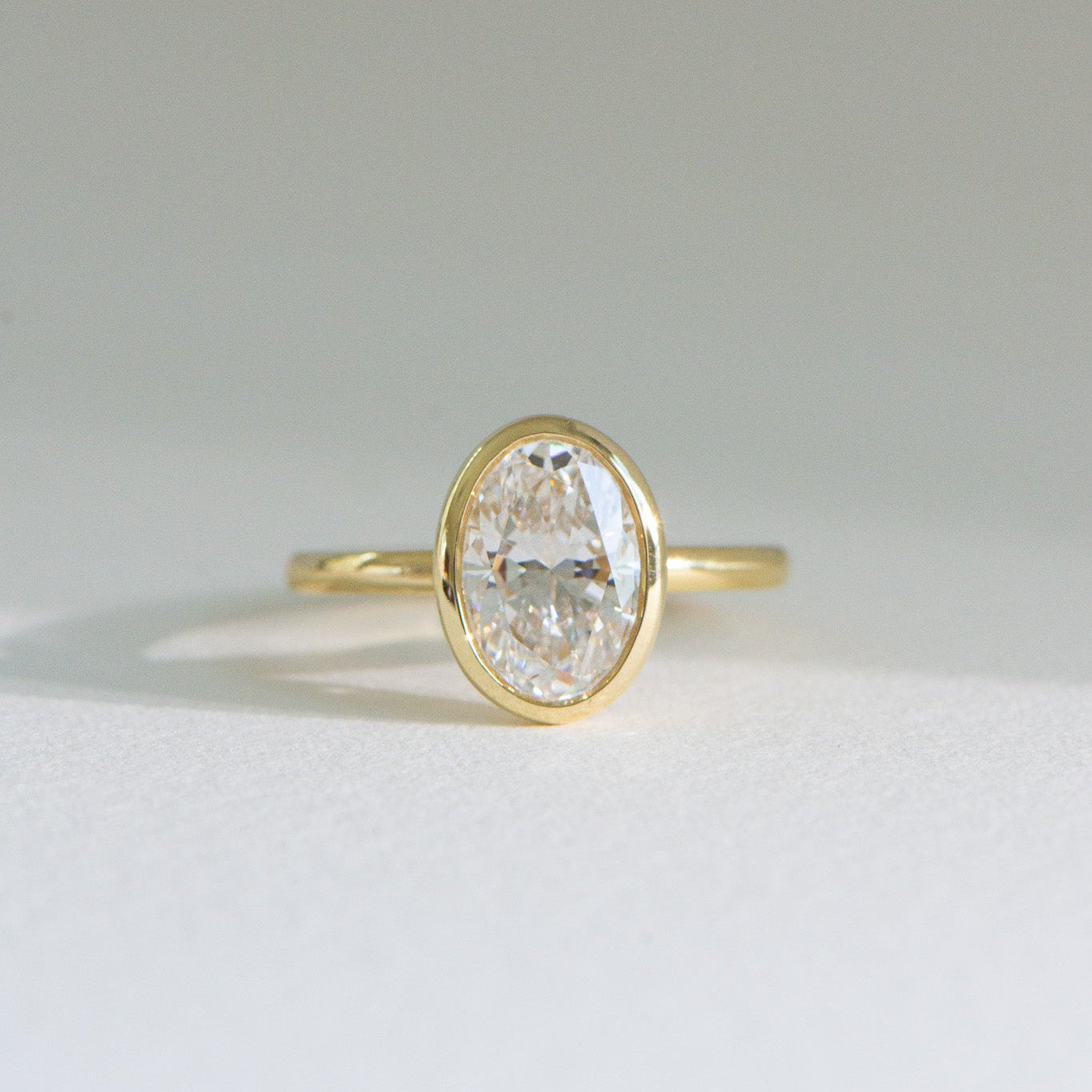 Bezel Helena 2.50ct lab grown diamond bezel ring in 18k gold, Matthews Jewellers Newcastle