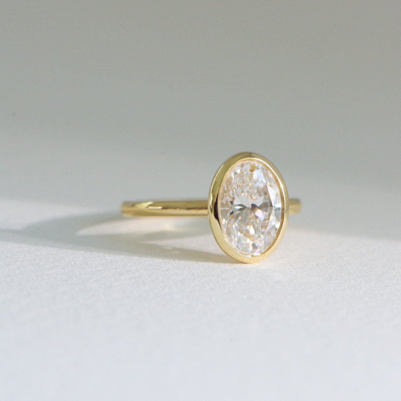 Handcrafted lab grown diamond bezel ring by Matthews Jewellers, Bezel Helena 2.50ct, est. 1957