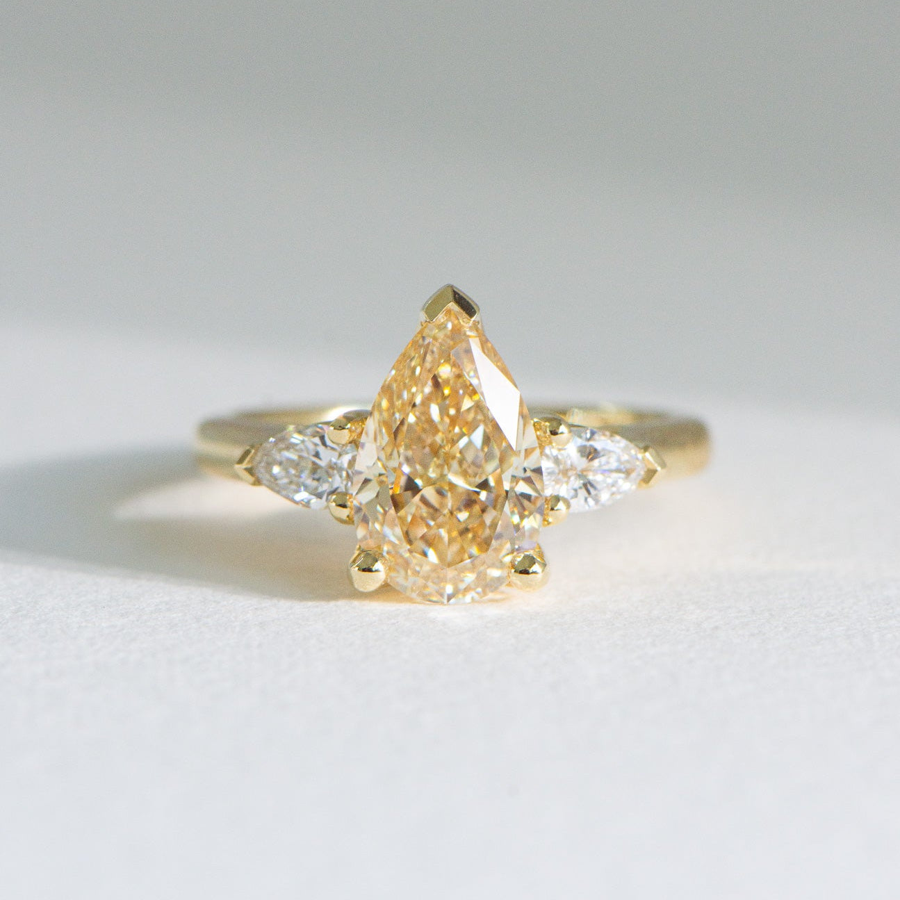 Solenne | Pear Three Stone Engagement Ring