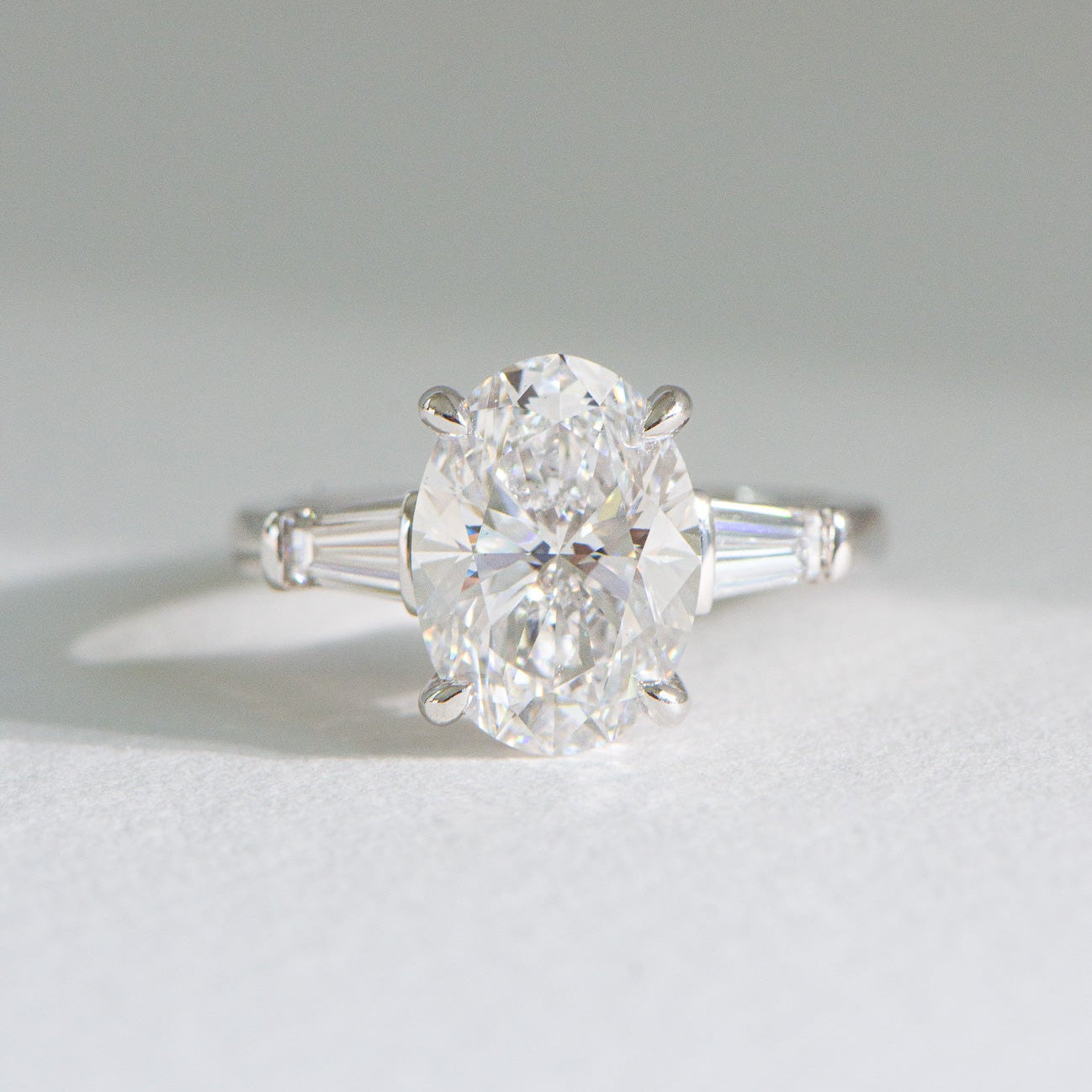 Ophelia | 4.53ct Oval Engagement Ring with Tapered Baguettes