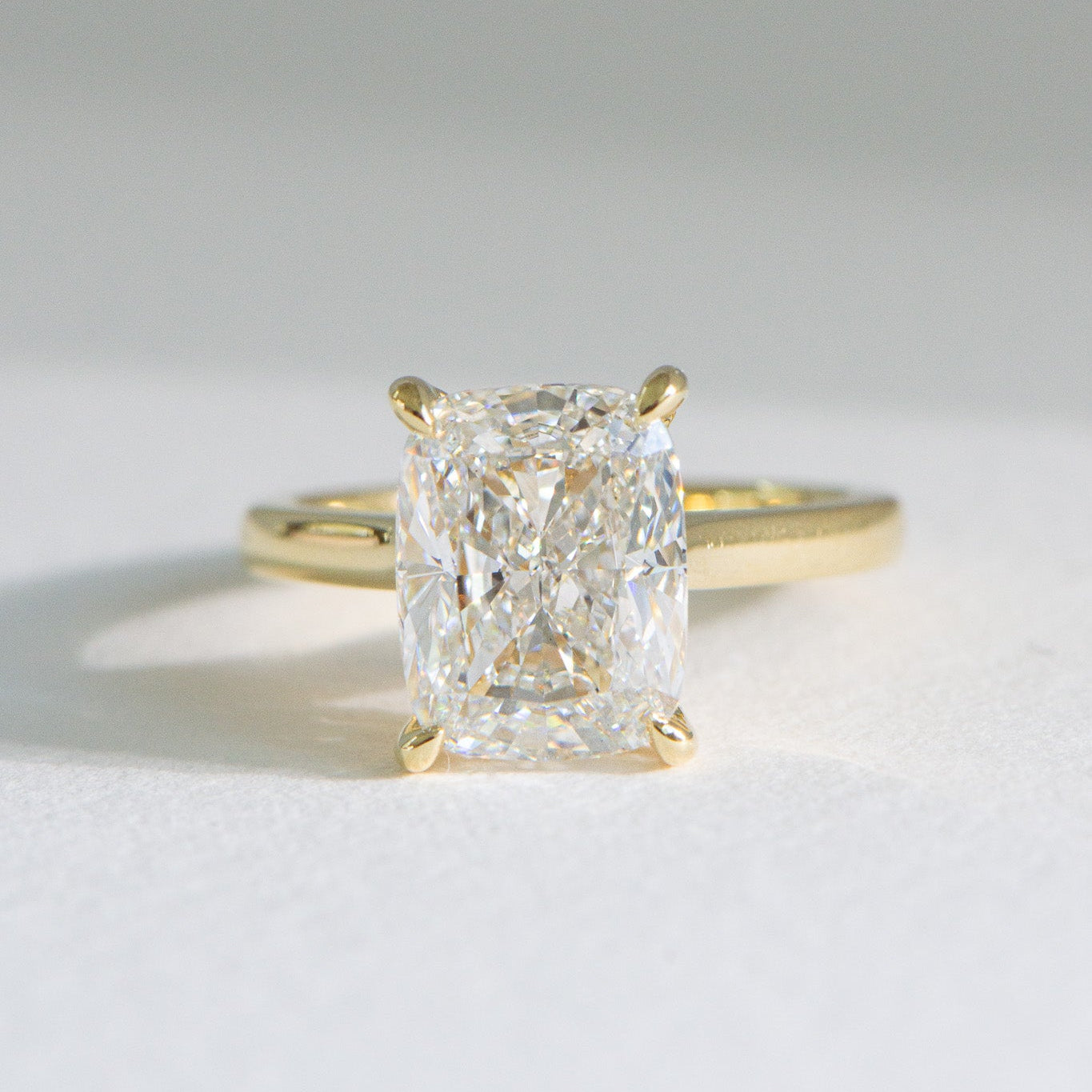 Elora 5ct elongated cushion lab grown diamond ring, IGI certified, Matthews Jewellers
