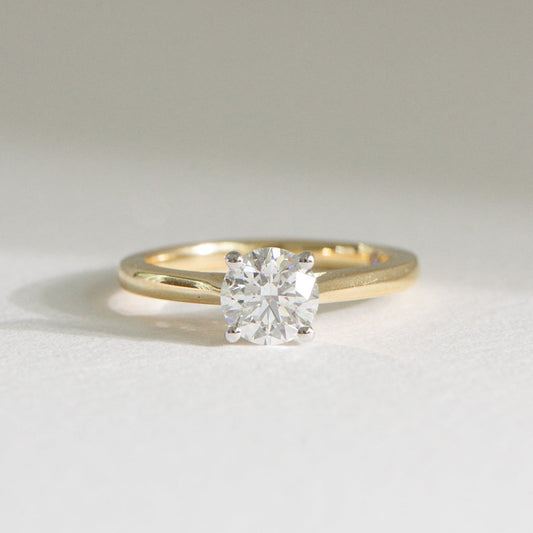 Heritage Vera 1.07ct natural diamond round brilliant ring in 18k gold, Matthews Jewellers Newcastle