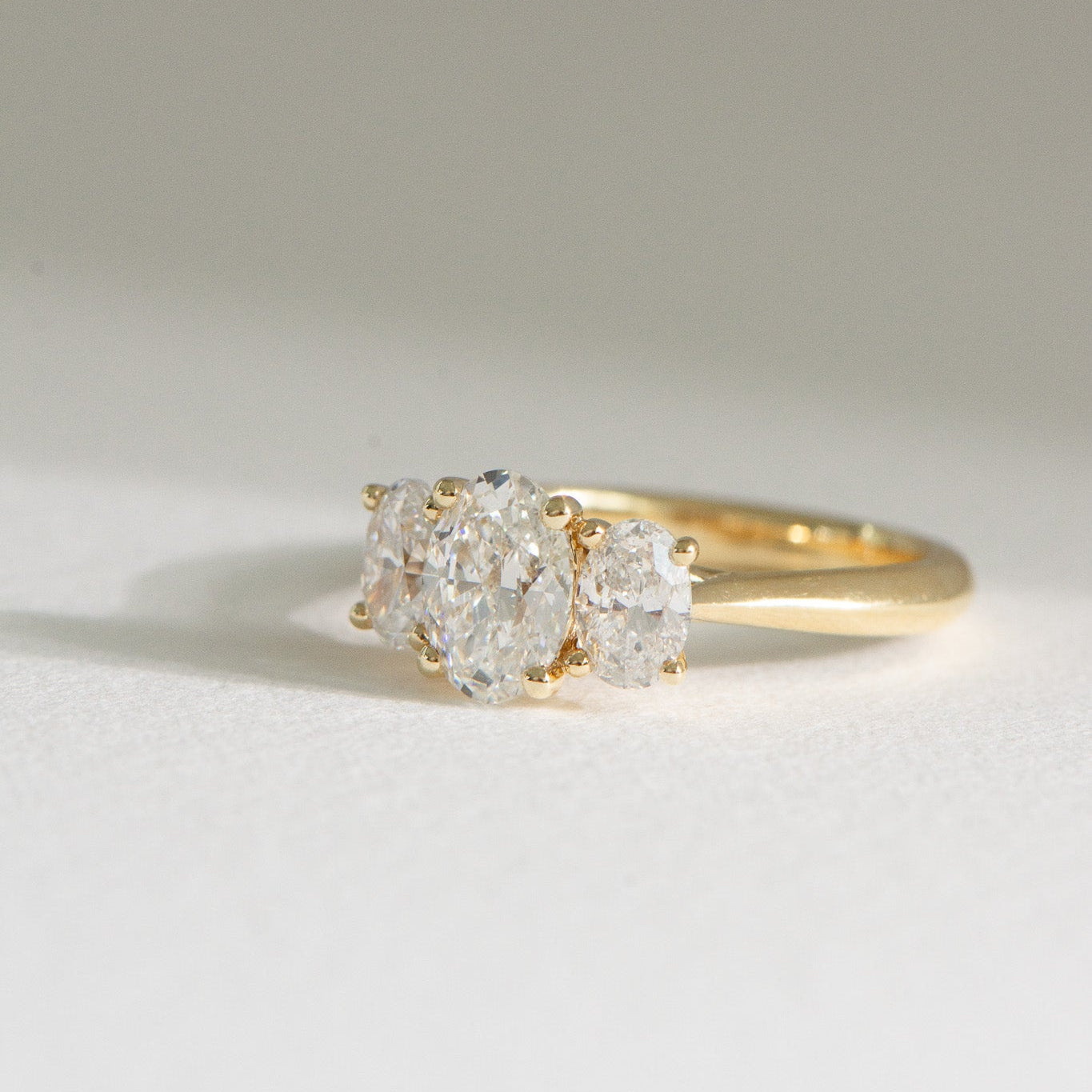 Heritage Mia | 2.17ct Natural Three Stone Oval Engagement Ring