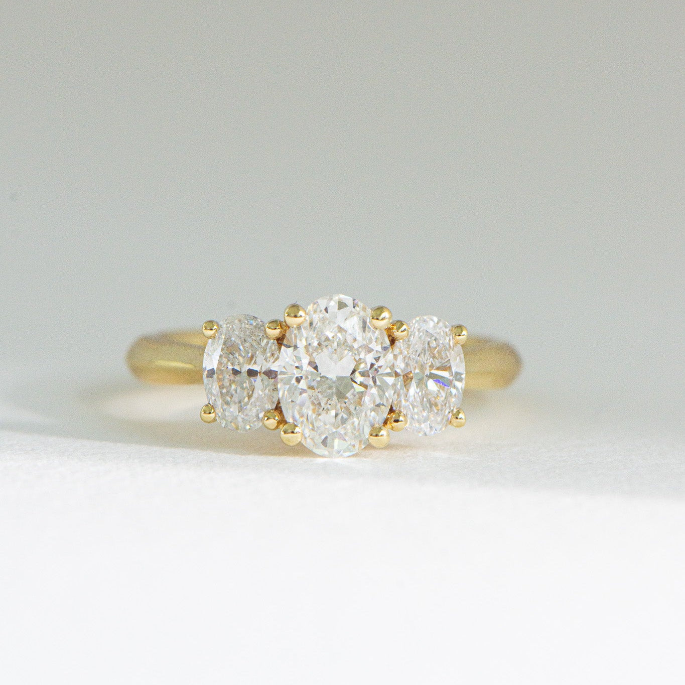 Heritage Mia | 2.17ct Natural Three Stone Oval Engagement Ring