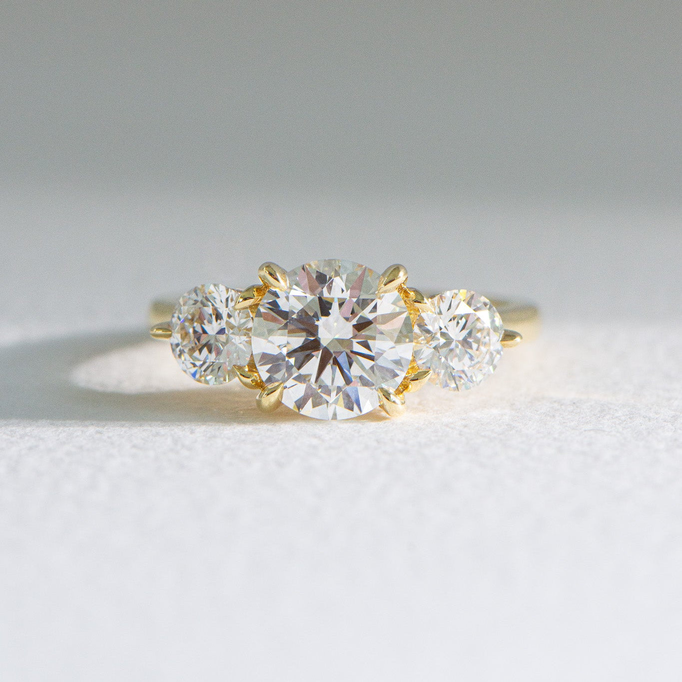 Laila | 3ct Three Stone Round Engagement Ring