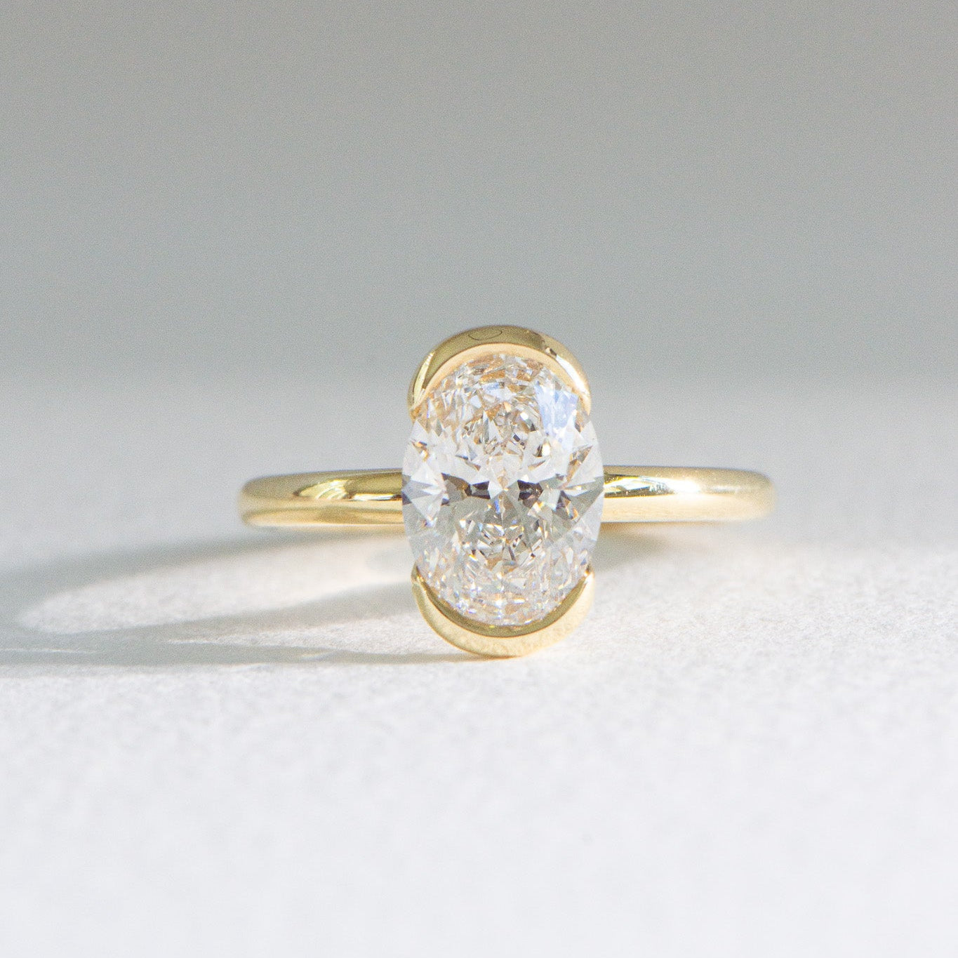 Half Bezel Helena | 2ct Oval Lab Diamond Engagement Ring