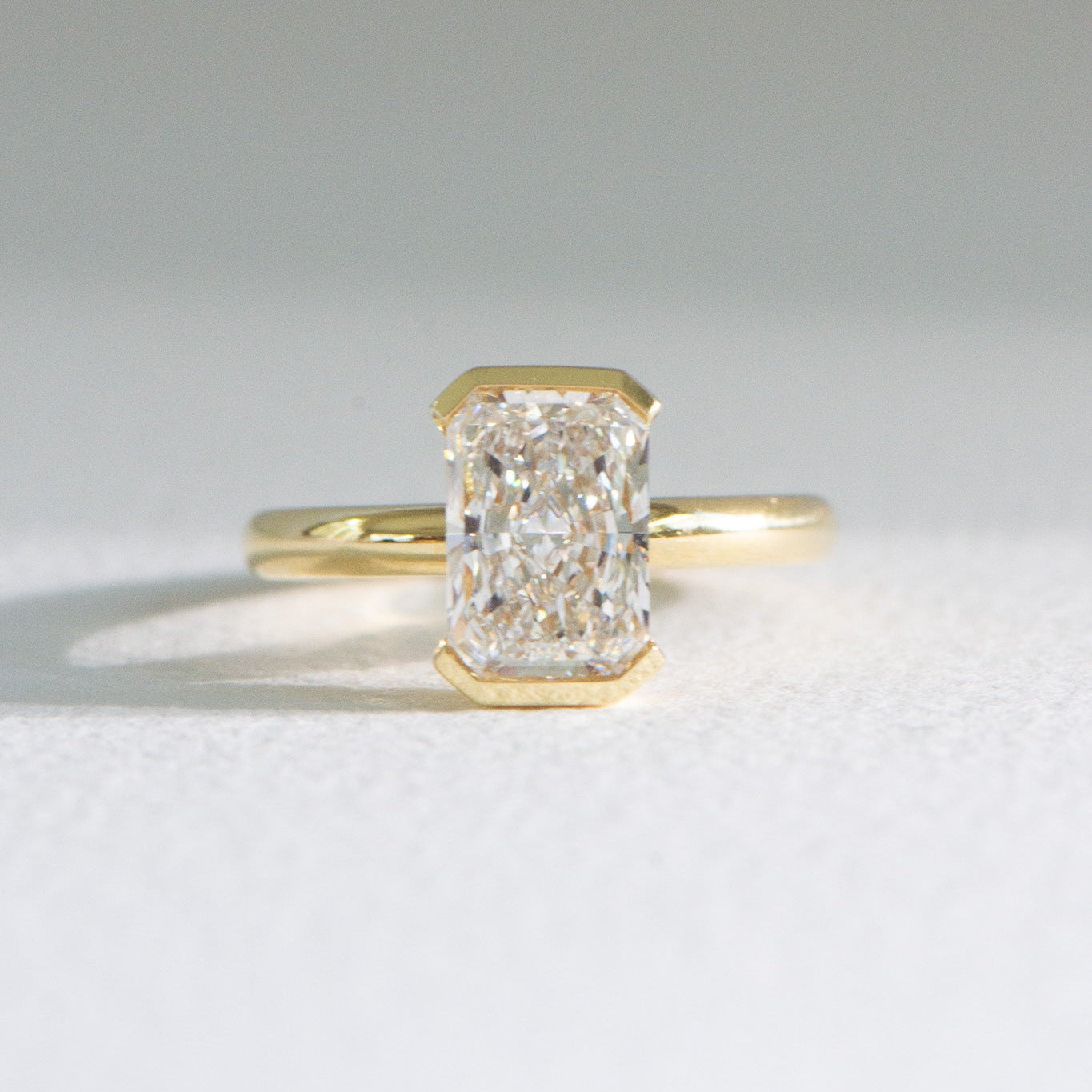 Half Bezel Sofia | 2.5ct Radiant Lab Diamond Engagement Ring