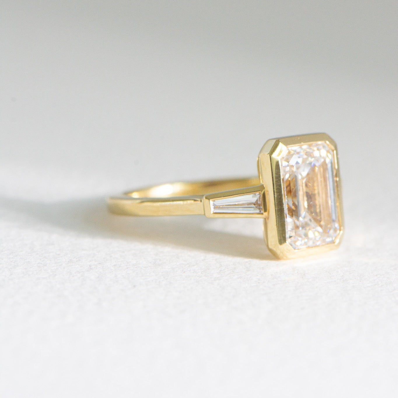 Athena | 3.8ct Emerald Cut Lab Diamond Engagement Ring