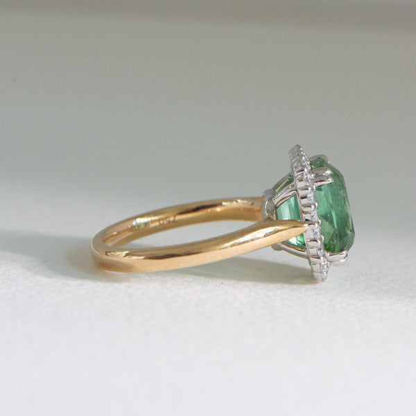 Green Tourmaline and Diamond Ring