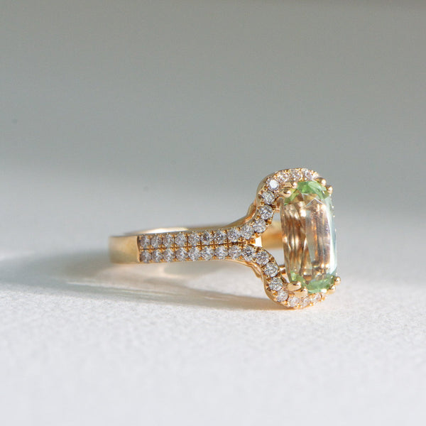 Mint Green Tourmaline and Diamond Ring