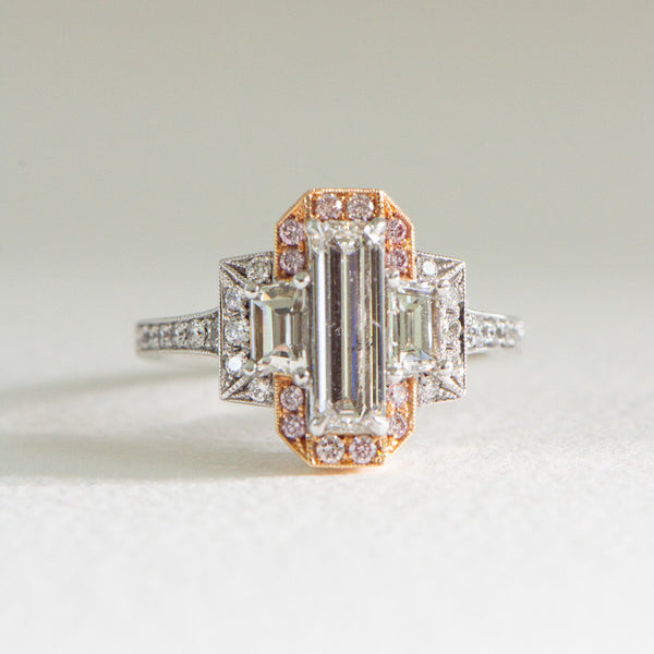Pink Diamond Emerald Cut Ring