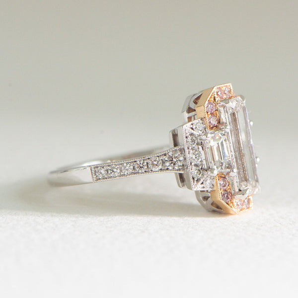 Pink Diamond Emerald Cut Ring