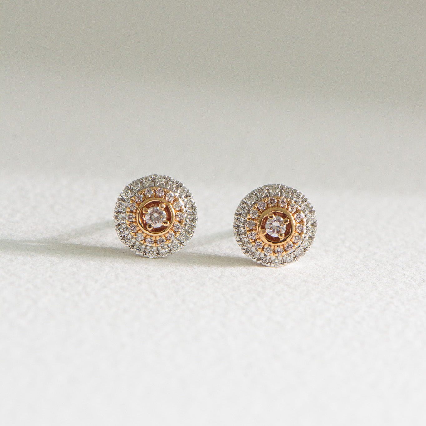 Pink Diamond Round Earrings