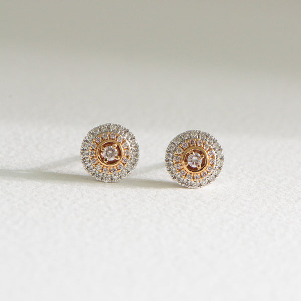 Pink Diamond Round Earrings