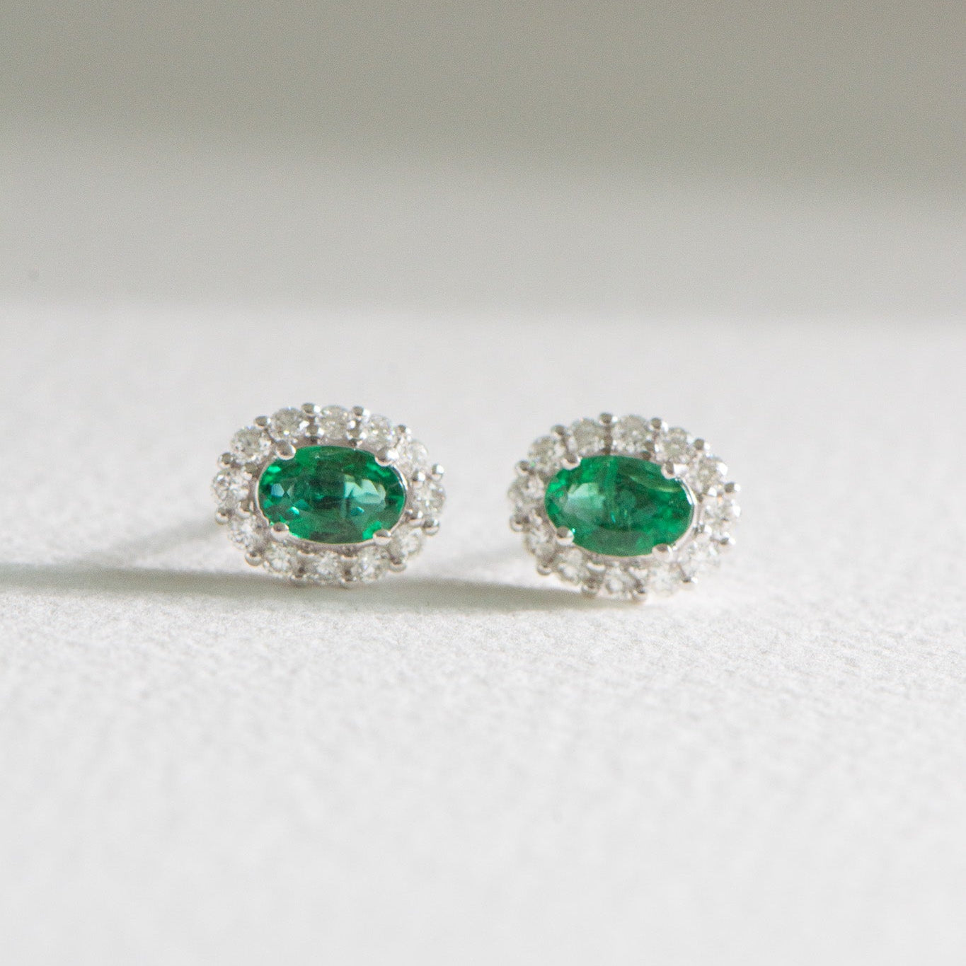 Emerald and Diamond Studs