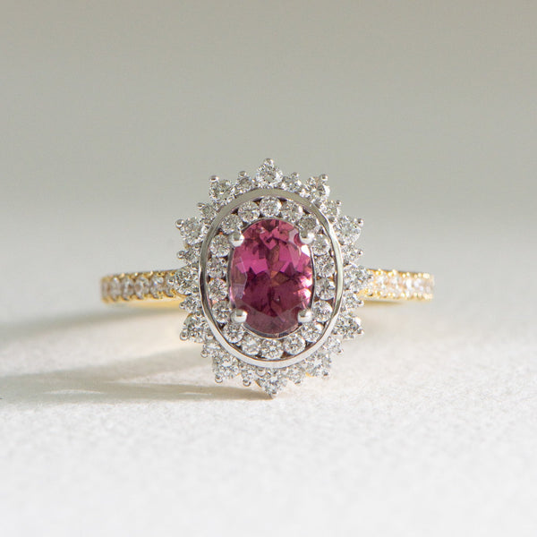 Pink Tourmaline and Diamond Ring