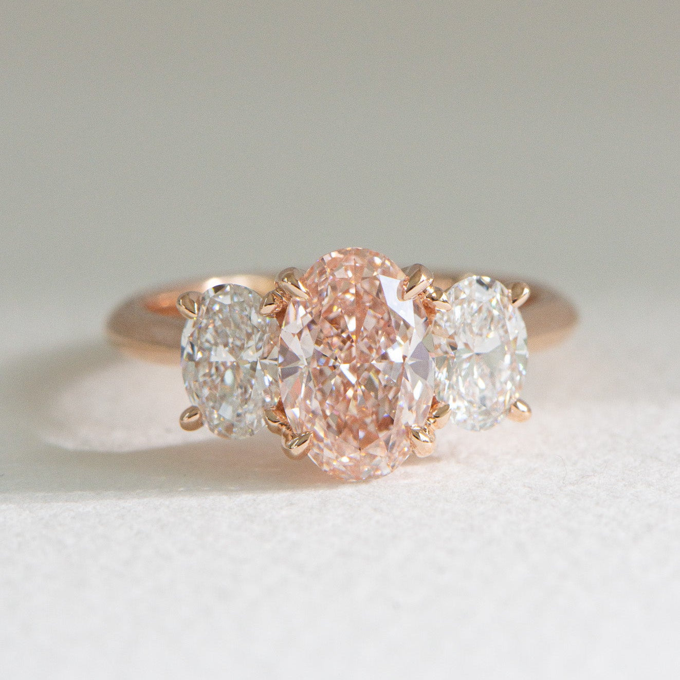 Mia | 2.8ct Pink Oval Lab Diamond Engagement Ring
