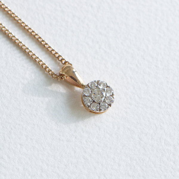 Natural Diamond Cluster Pendant Yellow Gold 0.50ct