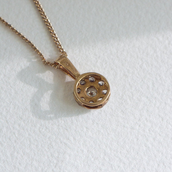 Natural Diamond Cluster Pendant Yellow Gold 0.75ct