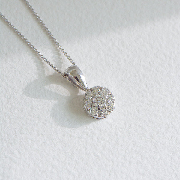 Natural Diamond Cluster Pendant White Gold 0.50ct