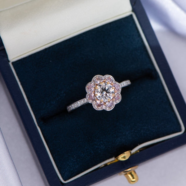 Pink Argyle Diamond Heart Ring