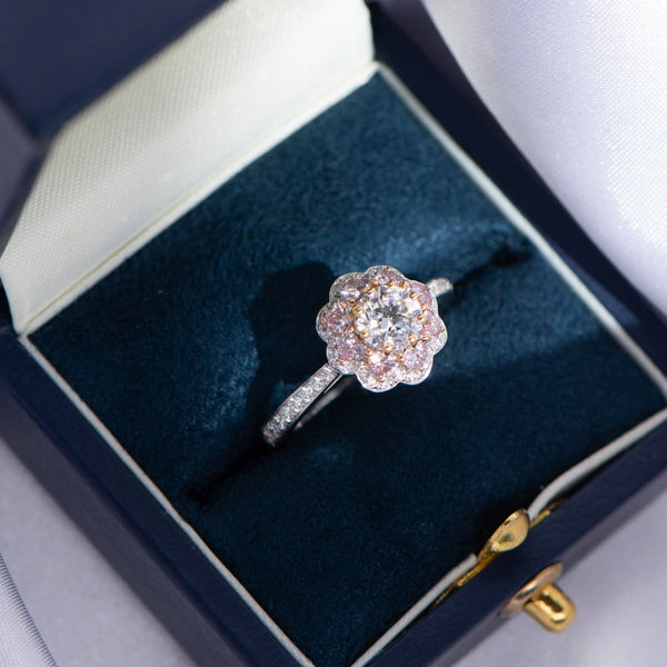 Pink Argyle Diamond Heart Ring