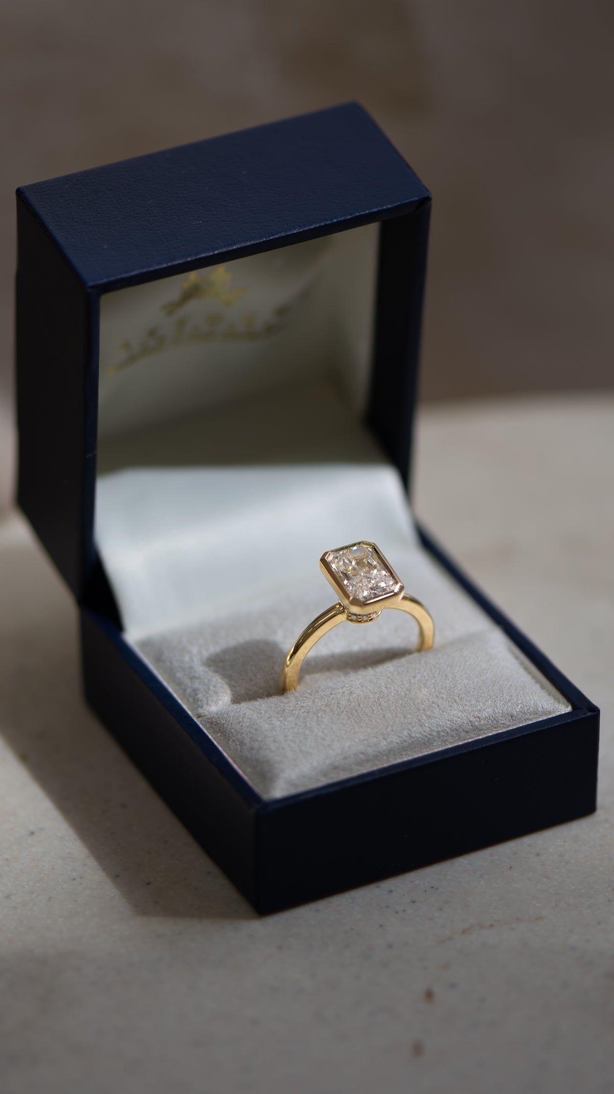 2.07ct Created Sofia Bezel R2W | Radiant Cut Solitaire Diamond Engagement Ring - Bezel Set