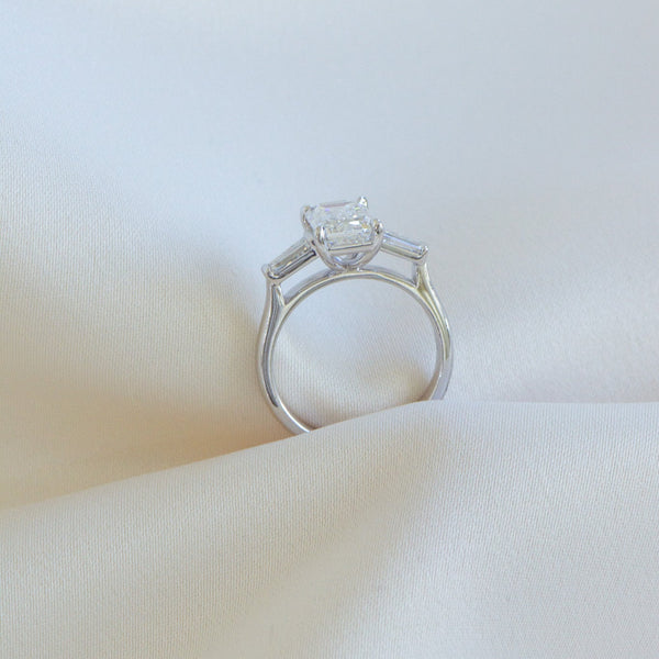 Alina | 3.03ct Three Stone Emerald Cut Engagement Ring