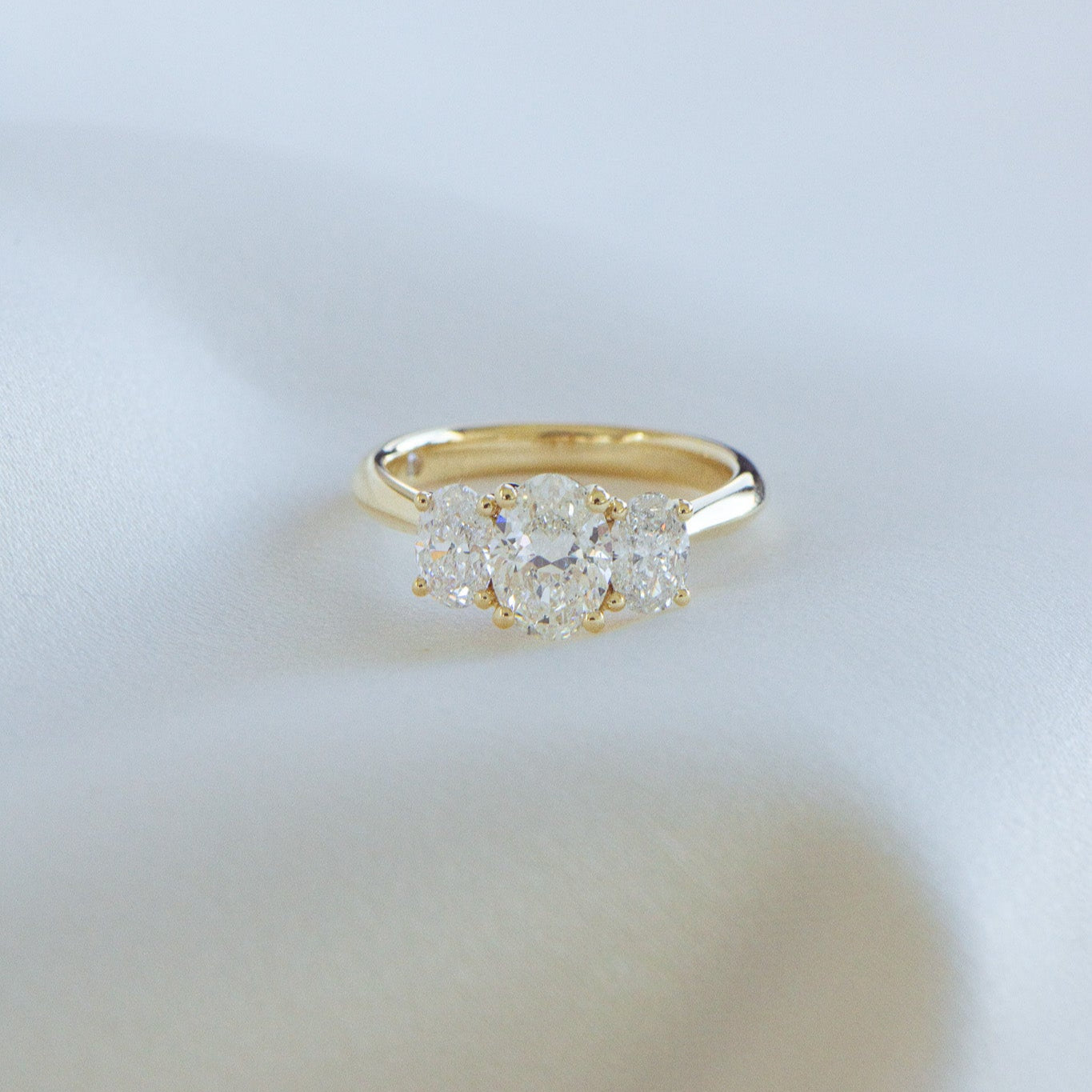 Heritage Mia | 2.17ct Natural Three Stone Oval Engagement Ring