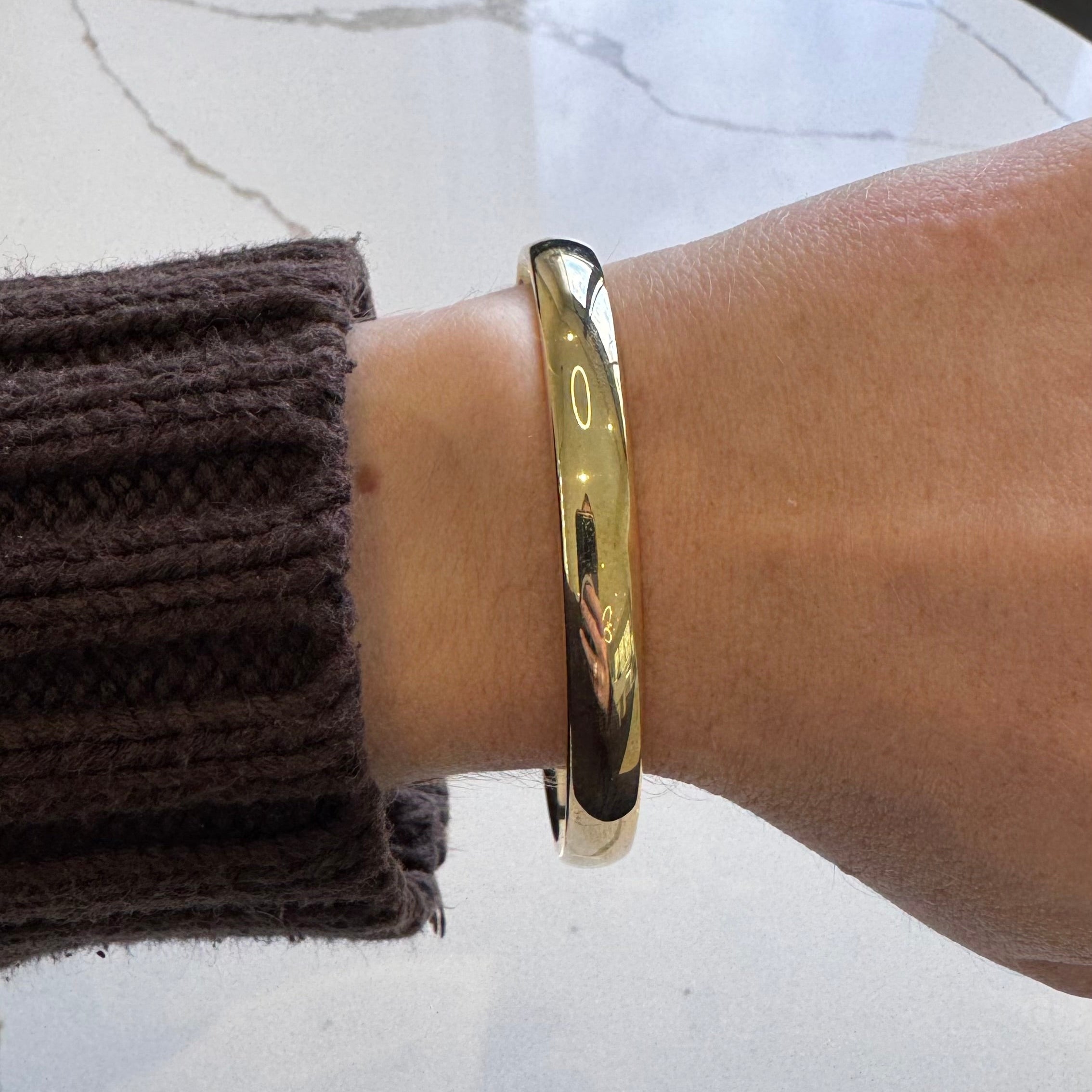 9ct Yellow Gold Silver Filled Bangle | 7.5mm