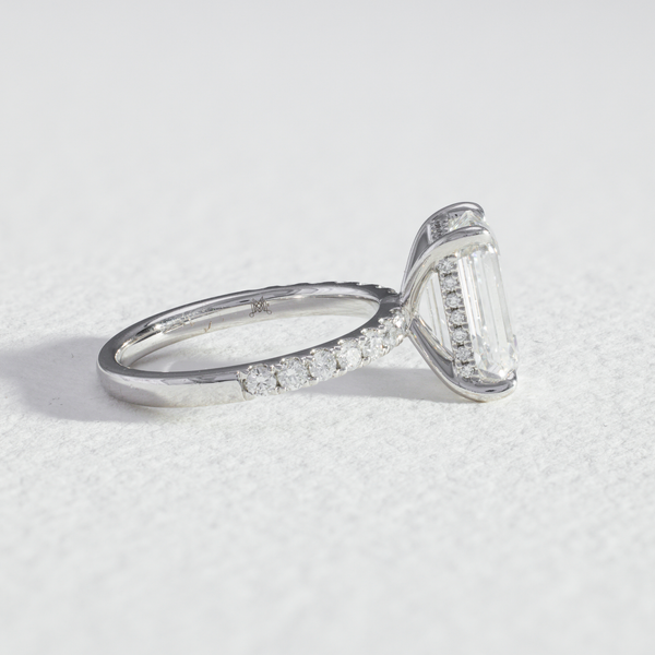 Pavé Edith | Emerald Cut Diamond Engagement Ring with Diamond Band