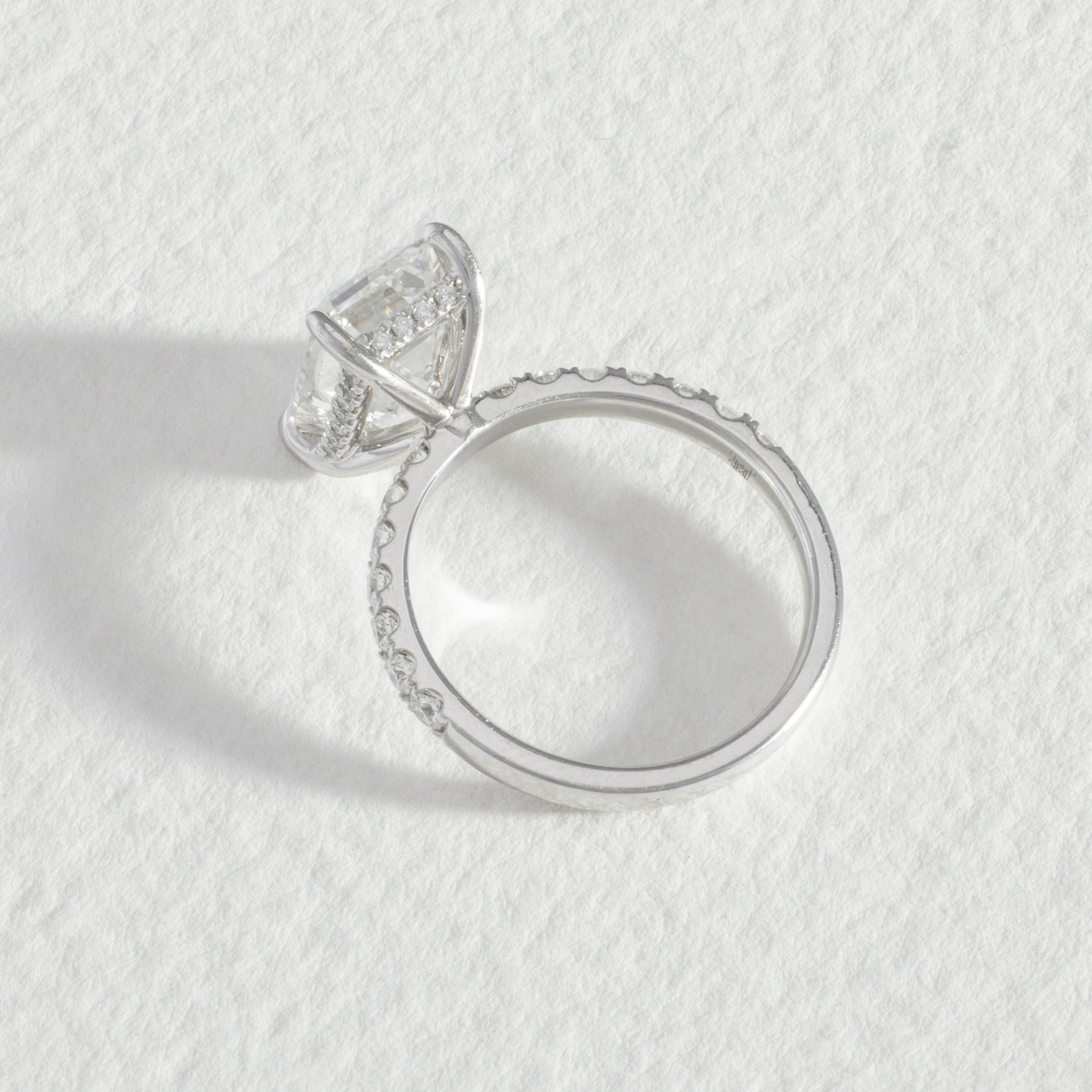 Pavé Edith | Emerald Cut Diamond Engagement Ring with Diamond Band