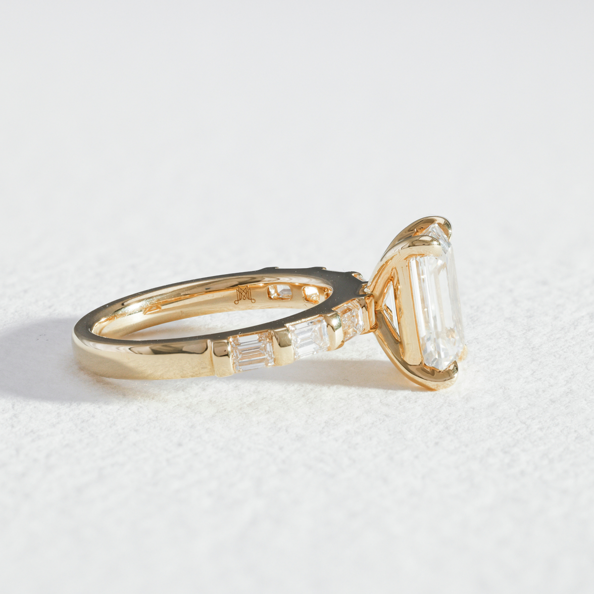 Elara | Emerald Diamond Engagement Ring with Emerald Diamond Band